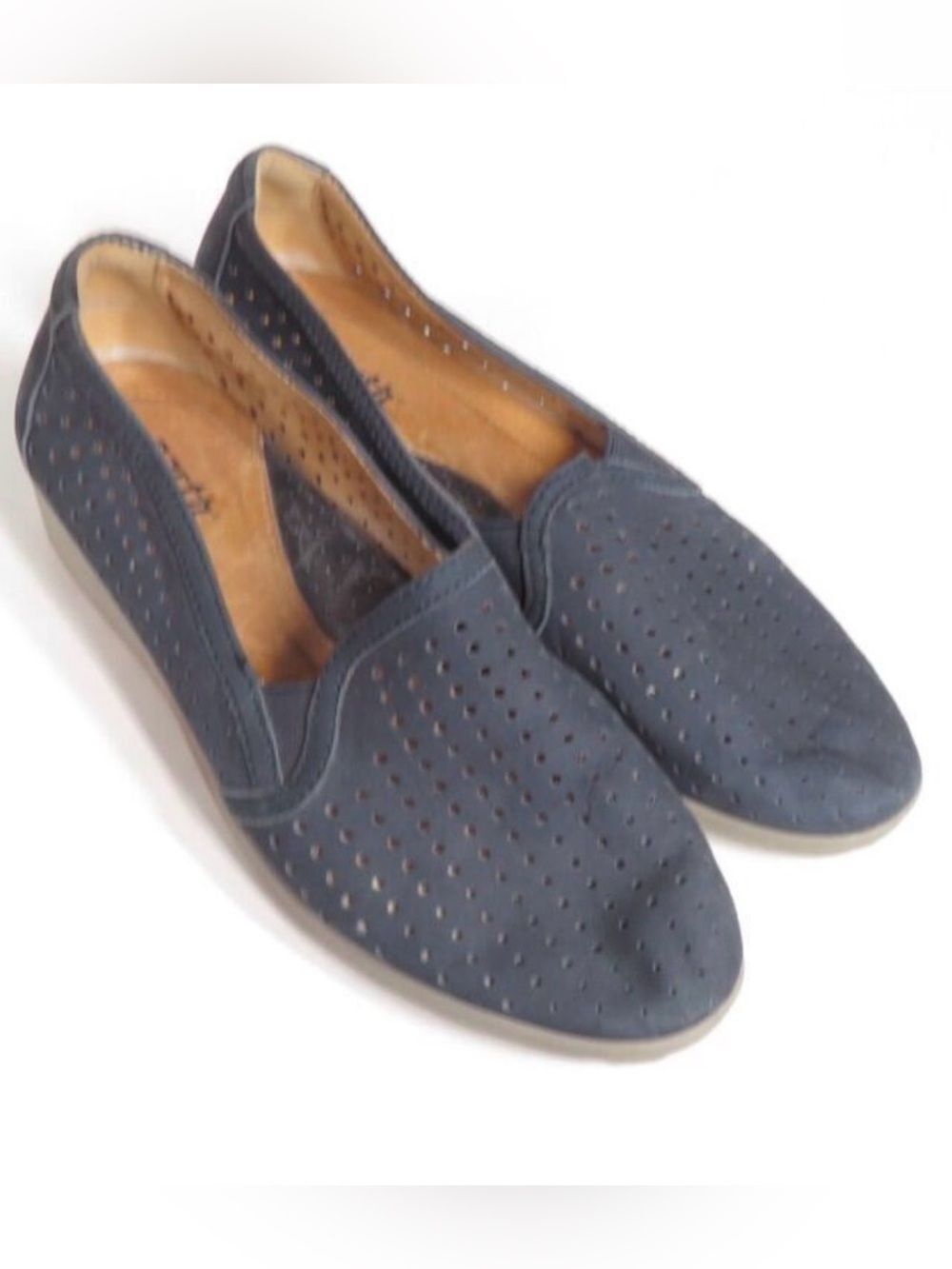 Earth Juniper Slip-On Blue Leather Perforated Shoes Loafers Women Size 8.5